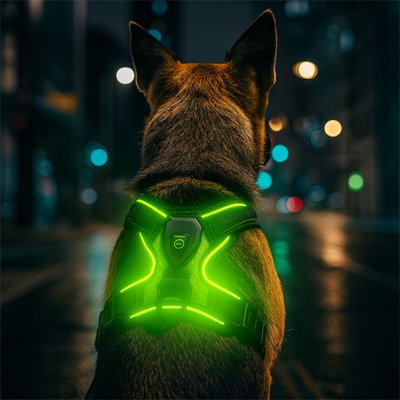 chien brunporte Harnais lumineux chien dans ville