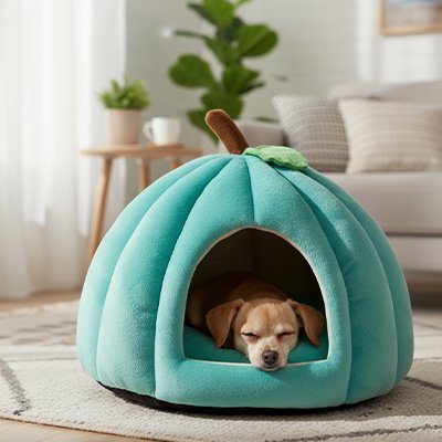 chiot dort dans Panier pour Chien turquoise