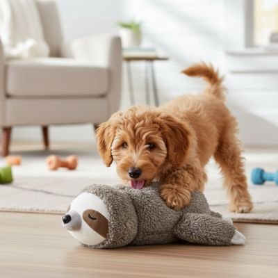 chiot golden retriver lèche Peluche Chien
