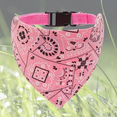 variante-rose-de-collier pour chien foulard-style-bandana-sur-fond-de-gazon