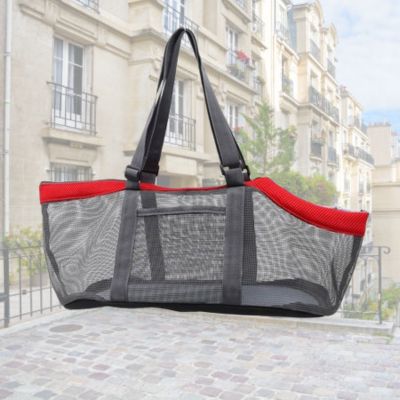 sac de transport pour chien variante rouge et gris