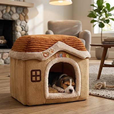 beagle dort dans Niche Chien 