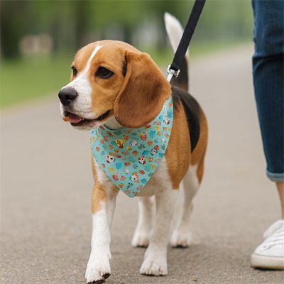 beagle portant Bandana Chien marche dans la rue