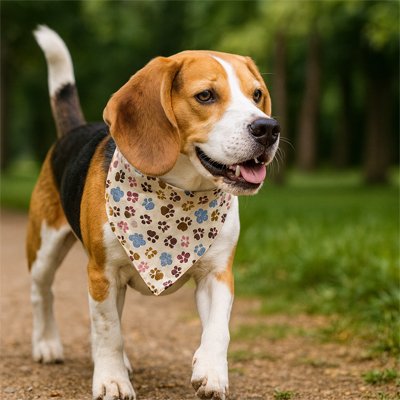 beagle portant Bandana Chien marche dans parc