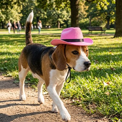 beagle porte chapeau pour Chien en marchant sur sentier de parc