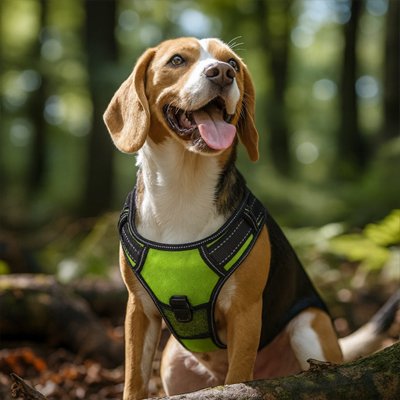 beagle porte Harnais lumineux chien dans foret