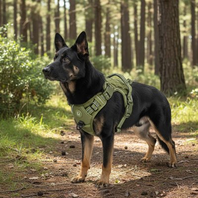 berger allemand portant Harnais chien marche en foret 