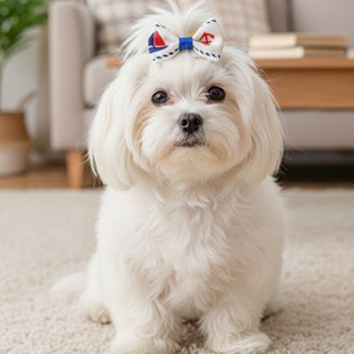bichon maltais porte Noeud papillon pour chien sur canapé