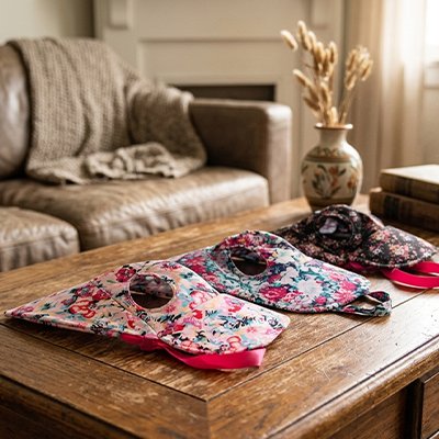 bonnet pour chien sur table de bois