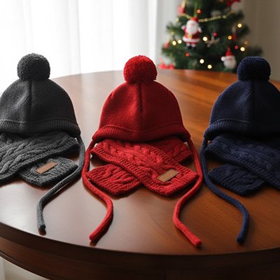 Bonnet pour chien​ sur table bois