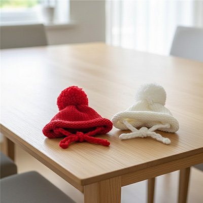 Bonnet pour chien​ sur table bois