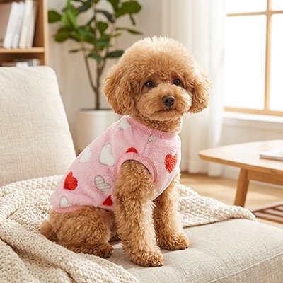 caniche brun porte Pull pour Chien assis sur fauteuil