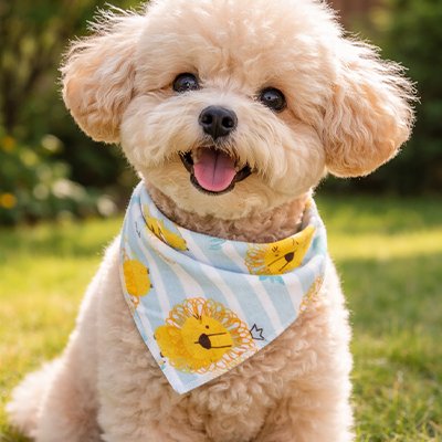 caniche portant Bandana pour Chien assis sur pelouse