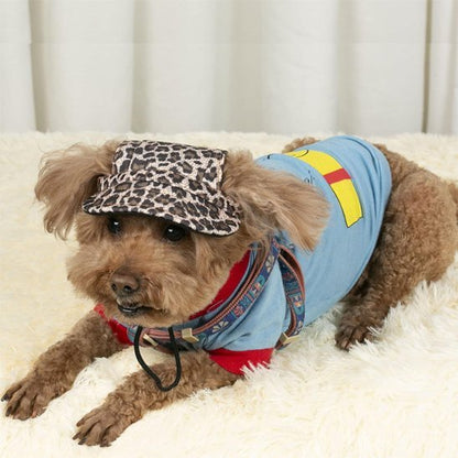 caniche porte Casquette pour chien​ floral est couché sur moquette épaisse