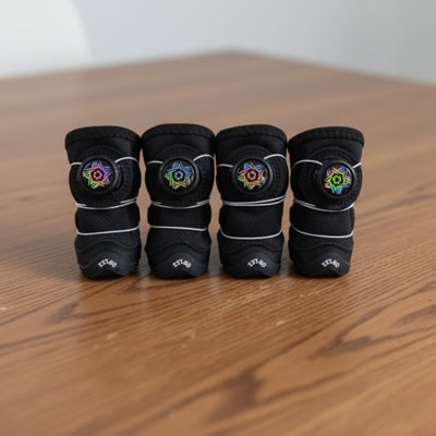 Chaussures pour chien sur table 