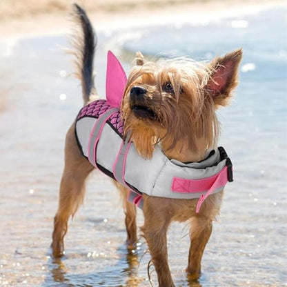 chien beige porte Gilet de sauvetage chien debout dans lac