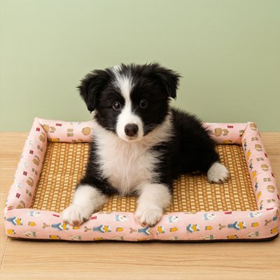 chiot border collie couche sur Tapis Chien rafraichissant au sol