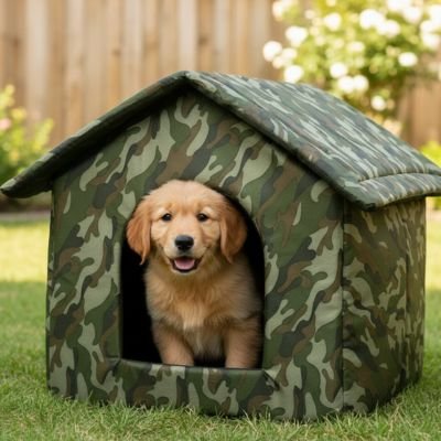 chiot golden retriver dans Niche pour Chien extérieur 