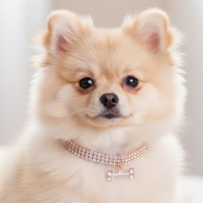 chiot pomeranien porte collier chiot or