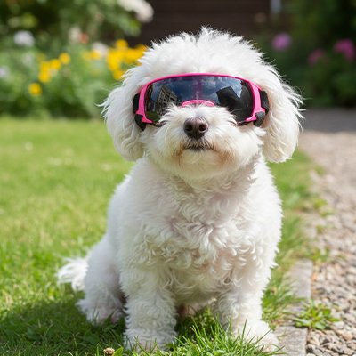 cockapoo blanc porte Lunette pour chien dans pré