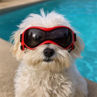 cockapoo porte Lunette pour chien​ couché près de piscine