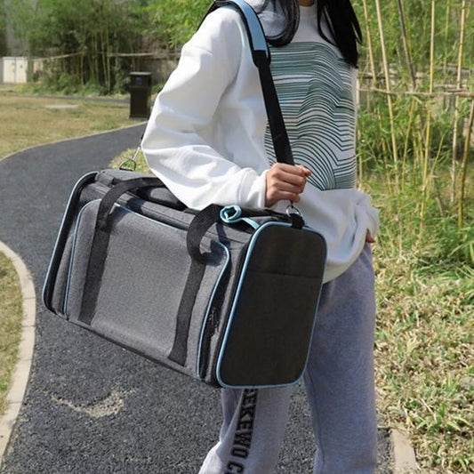 dame porte Sac transport pour chien sur épaule