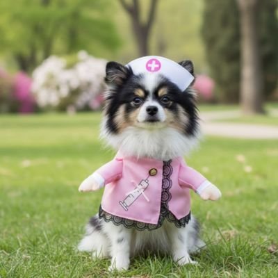 chihuahua portant déguisement chien Chien est assis sur pelouse