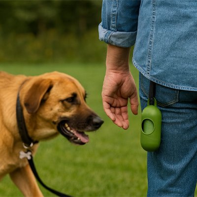 distributeur de Sac a crotte​ attaché à la ceinture de homme