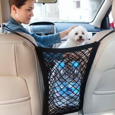eau dans Filet chien voiture installé entre siège et chien en avant avec conducteur