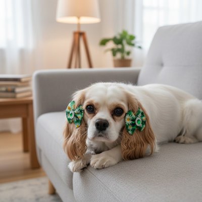 épagneul porte Noeud papillon pour chien couché sur canapé