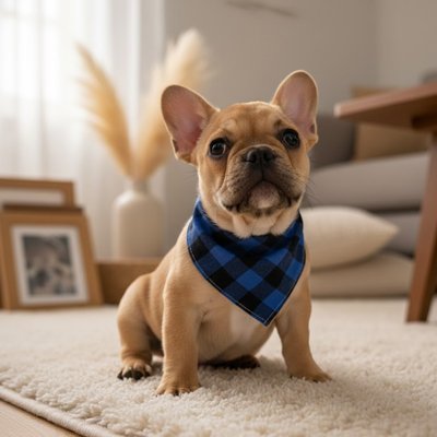 frenchie porte Bandana Chien dans salon