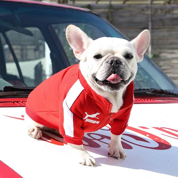 frenchie porte Pull chien rouge sur voiture