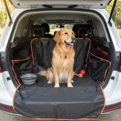 golden retriever assis sur Protection chien voiture arrière de SUV