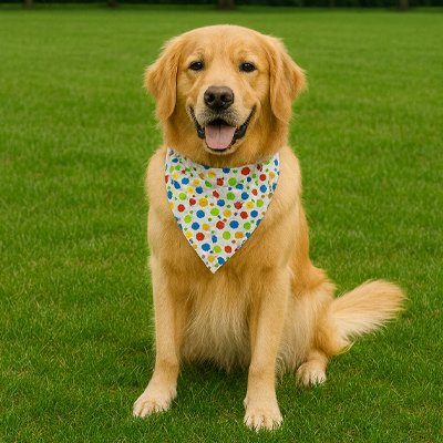 golden retriever Bandana Chien assis sur pelouse