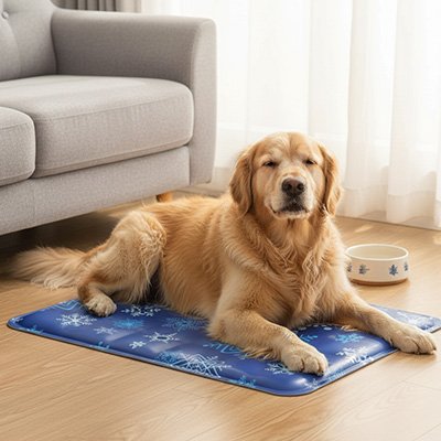 golden retriever couche sur Tapis rafraîchissant Chien sur sol