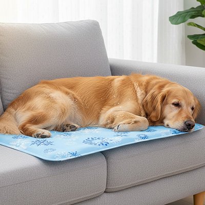 golden retriever couche sur Tapis rafraîchissant Chien sur canapé