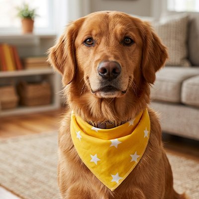 golden retriever portant Bandana pour Chien assis sur sol 