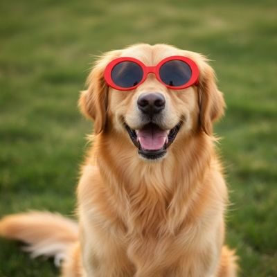 golden retriever porte Lunette pour chien dans champs