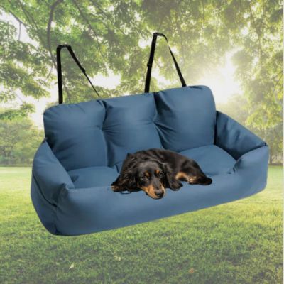 variante-bleu-avec-chien-noir-couche-sur-grand-panier-pour-chien-sur-fond-de-pre-ensoleille