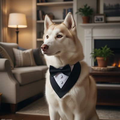husky porte Bandana Chien dans salon