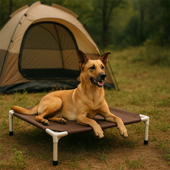 malinois couche sur Lit de camp Chien