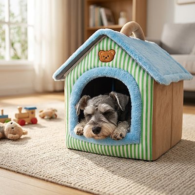 schnauser dort dans Niche chien interieur
