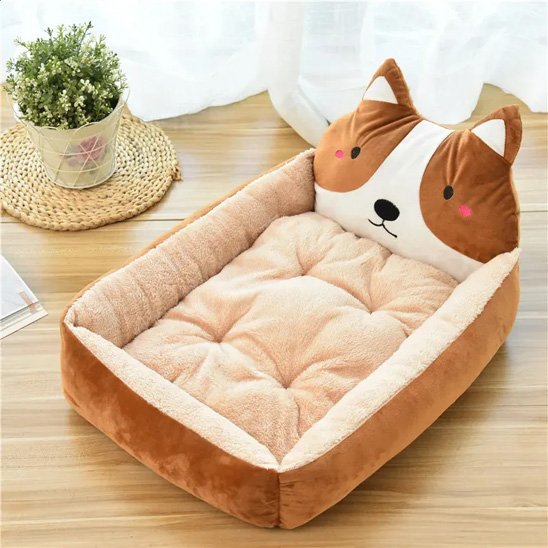 Panier chien en brun pale