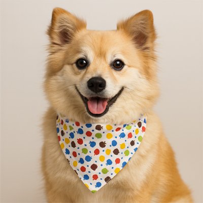 poméranien portant Bandana Chien est assis