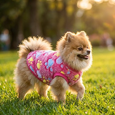 poméranien porte Pull pour Chien sur pelouse
