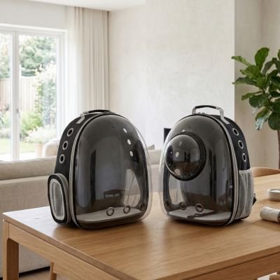 Sac a dos chiens sur table de bois