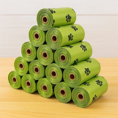 Sac crottes​ en pyramide sur table