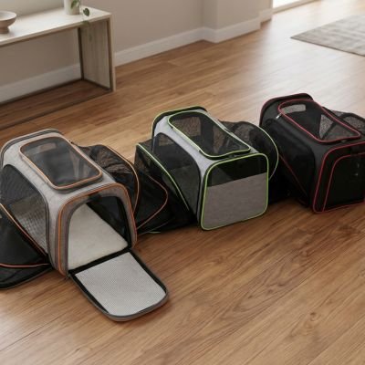 Sac de transport Chien sur sol de bois