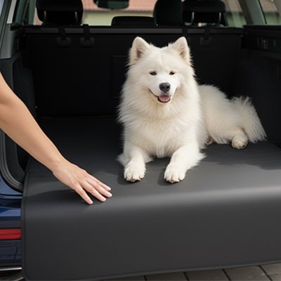 samoyede couché sur Protection chien voiture