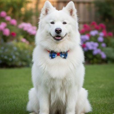 samoyède porte Noeud papillon chien dans parc